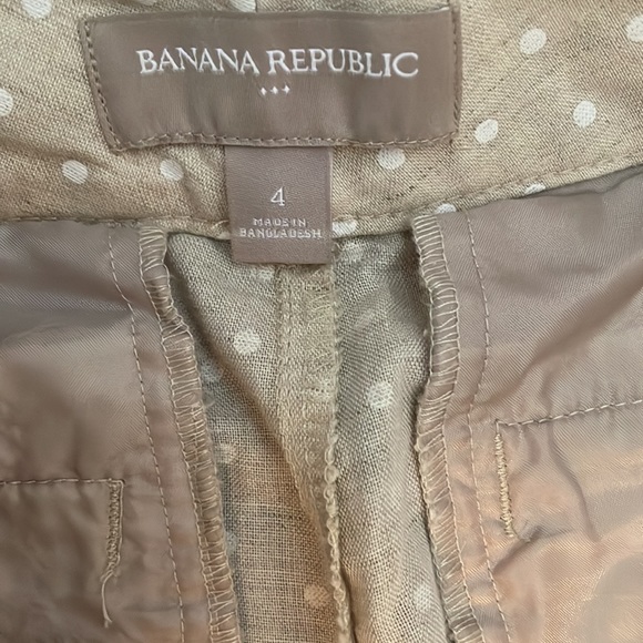 Banana Republic Tan with White Polka Dots 55% Linen Women’s Shorts Size 4 - Picture 5 of 14